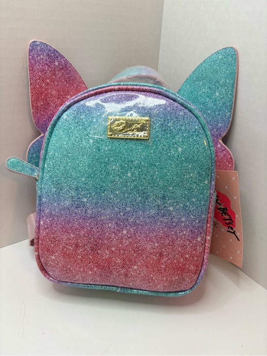 Betsey Johnson Handbags - Luv Betsey Johnson LBWINGSS sparkly, pink/blue mini backpack